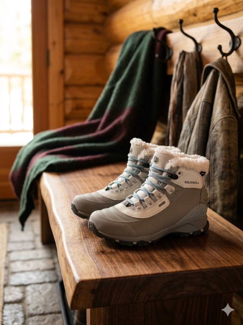 Merrell Women's Light Taupe Waterproof Winter Boots with Faux-Fur Collar